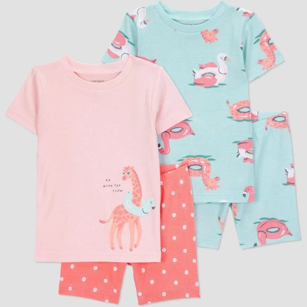 Carter's Toddler Girls' 4pc Giraffe Pajama Set 12M Blue/Pink